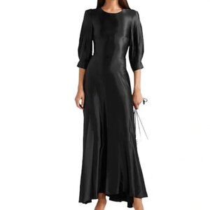 DEITAS 100% Silk Pleated Maxi Dress